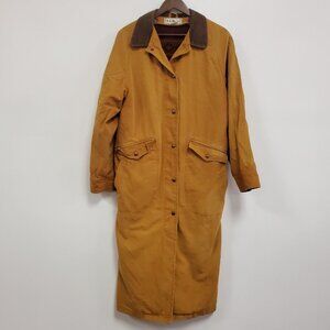 Vintage LL Bean Womens Sherpa Lined Canvas Long Coat Size M Brown Aztec Outdoors